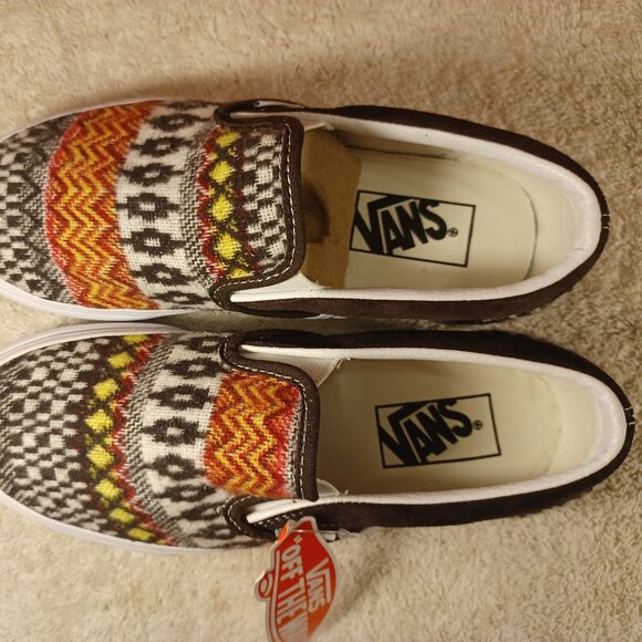Vans Men's 4.5/Women's 6 Slip On Fair Isle Brown Woven Textile VN0A5JMHBF - Picture 6 of 12